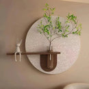 Axyaa Sandstone Vase & Green Plant Luminous Wall Painting with Wall Lamp