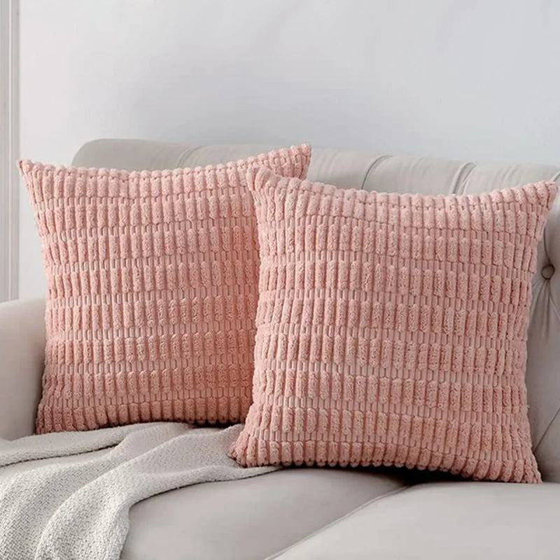 Axyaa Tripe Stripe Corduroy Cushion Cover 18x18 Inch - Boho Chic Home Decor for Living Room