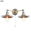 Axyaa Vintage 2-Head LED Wall Lamp with Pull Chain Switch