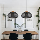 Axyaa Vintage Rattan Pendant Lamps: Handmade LED Lighting for Kitchen Island, Dining Room