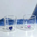 Axyaa Pink Heart Glass Cup: Lovely Gift for Lovers, Breakfast Milk, Latte & Coffee