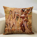 Axyaa Vintage African Indian Sexy Girl Women Oil Painting Cushion Cover