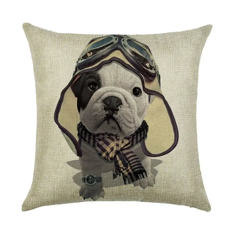 Cute Dog Watercolor Linen Cushion Cover 45*45cm - Axyaa