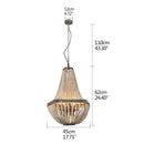 Axyaa Nordic Wooden Bead LED Chandelier, Retro Attic E27 Pendant Lamp