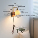 Axyaa Vintage Brass Ceramic LED Wall Lamp with Pull Chain Switch