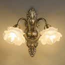 Axyaa Medieval Style Copper Wall Lamp, LED Flower Lighting for Bedroom and Living Room
