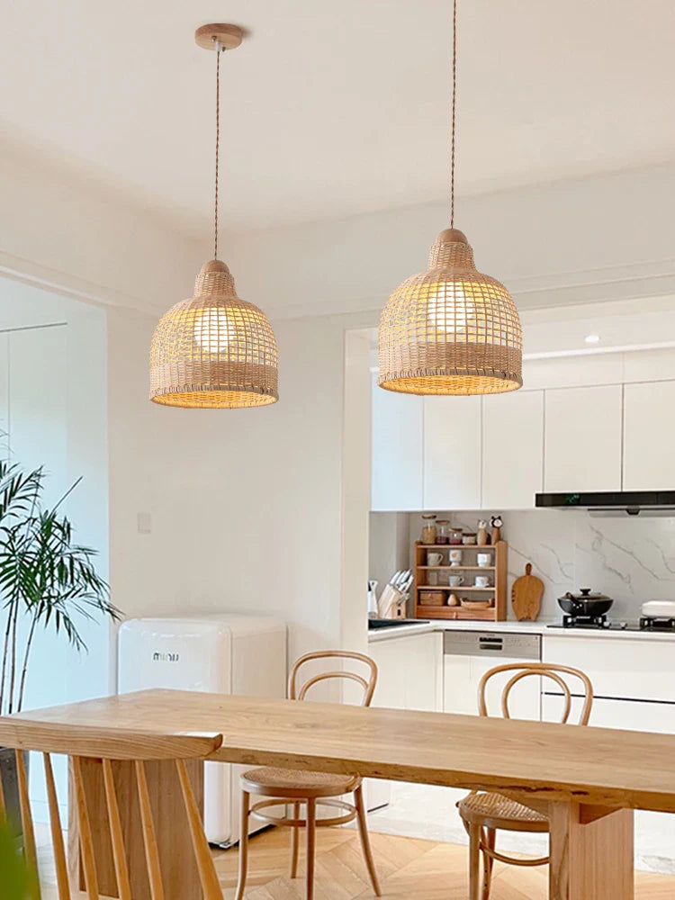 Axya Bamboo Pendant Lamps: Handmade Wabi Sabi Style for Living and Dining Spaces