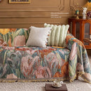 Axyaa Retro Oil Painting Design Sofa Cover with Tassels for Home Decor