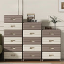 Axyaa 6 Tier Drawer Storage Cart, Gray/Brown, Mobile Organizer with Wheels.