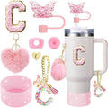 Axyaa Cup Accessories Set: Butterfly Straw, Cover, Cap, Boot, Handle Charm, Initials Sticker