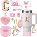 Axyaa Cup Accessories Set: Butterfly Straw, Cover, Cap, Boot, Handle Charm, Initials Sticker