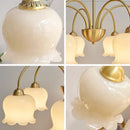 Axyaa Lily of the Valley Copper Chandelier: Modern Cream Style Pendant Lighting for Home