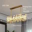 Axyaa Copper Petal Crystal Chandelier LED Dining Room Minimalist Luxury Artistic Lamp
