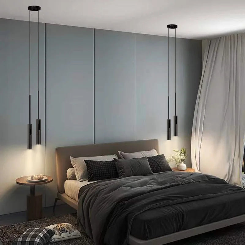 Axyaa Black Chandelier: Nordic Minimalist Hanging Lamp for Bedroom, Restaurant, Bar - Adjustable Angle