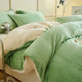Axyaa Solid Flannel Bedding Set, Reversible Fleece Duvet Cover and Cozy Sheet with Pillowcases