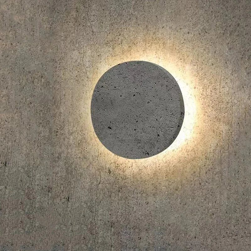 Axyaa Circular Cement Wall Lamp Gray Sconce Light for Modern Home Decor