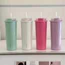 Axyaa Stainless Steel Thermal Tumbler with Straw: 500ml Hot/Cold Cup for Drinks