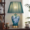 Axyaa Ceramic Table Lamp Blue White Porcelain Retro Lighting