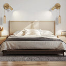 Axyaa Mid Century Modern LED Wall Lights Adjustable Switch Yellow Travertine Bedroom Lamps