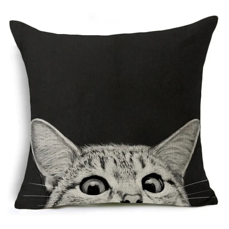 Axyaa Retro Cat Pillow Cover for Sofa Decor, Boho Style Pillowcase