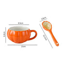 Axyaa Pumpkin Ceramic Mug with Spoon, Scalding-proof Handle, Cute Halloween Design