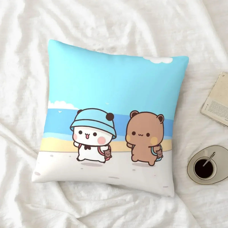 Cute Panda Bears Printed Pillow Case for Sofa Decoration by Axyaa