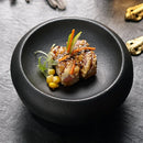Axyaa Black Ceramic Western Food Plate Set for Hotel & Restaurant