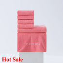 Axyaa Coral Fleece Towel Bath Set - Solid Color, Simple Combination