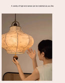 Axyaa Wabi-sabi Retro Pendant Lights: LED E27 Fabric Art Decor for Bedroom, Tea Room & Cafe