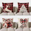 Axyaa Christmas Reindeer Plaid Snowflake Throw Pillow Cover