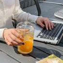 Axyaa Glass Cup with Lid and Straw: Transparent Tea Coffee Juice Beer Milk Mocha Drinkware