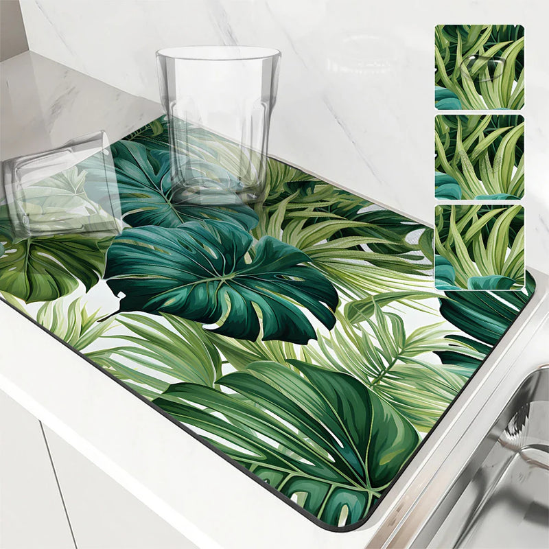 Axyaa Diatom Mud Kitchen Drain Pad Set - Absorbent Tableware Mat for Draining Bowls & Coffee Machine