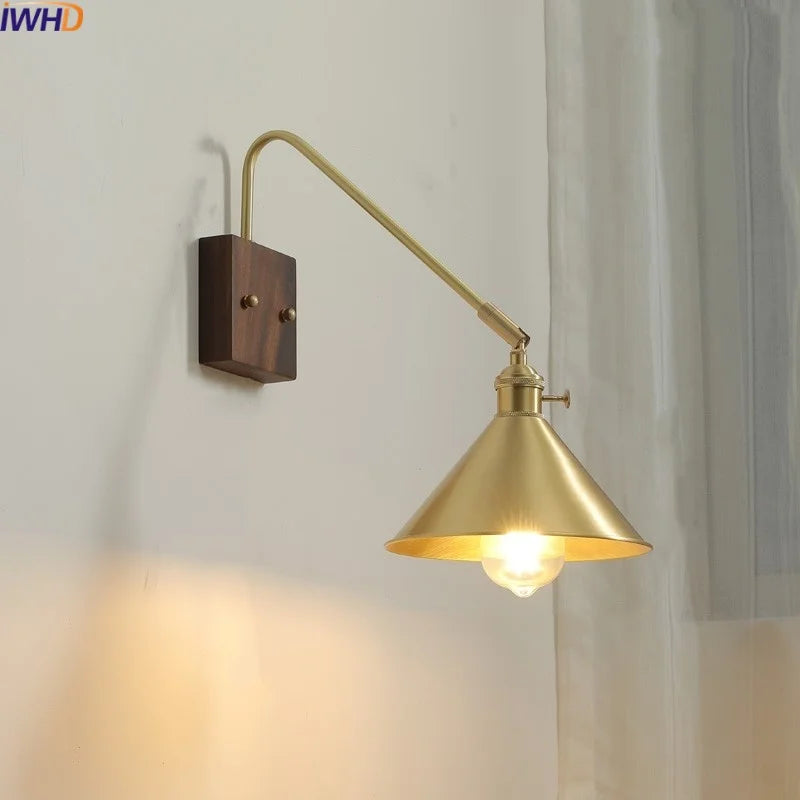 Axyaa Walnut Copper LED Wall Lights for Home Decor and Modern Ambiance