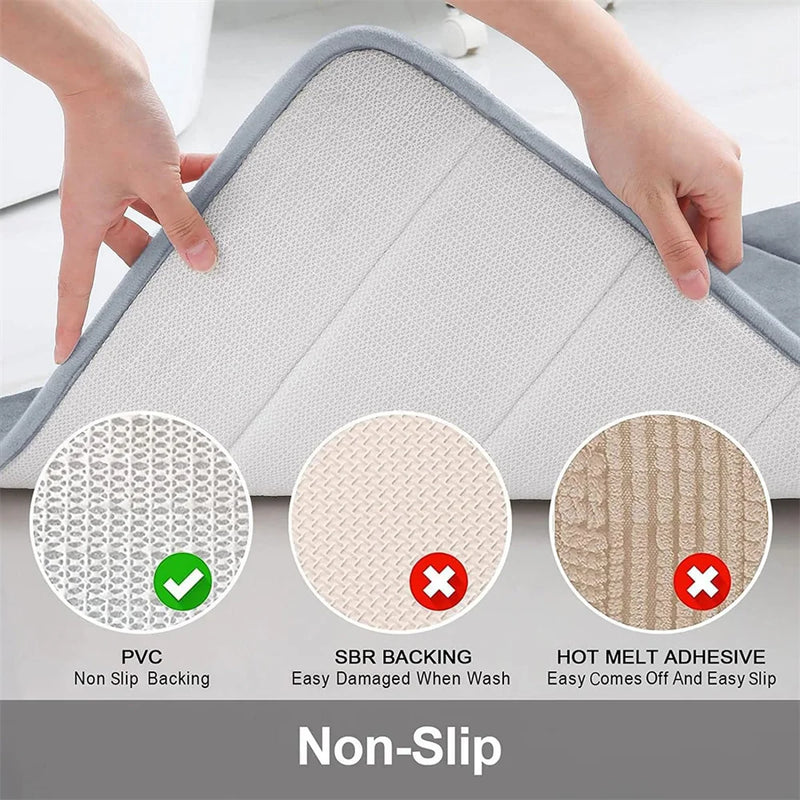 Axyaa Memory Foam Bathroom Mat: Non-slip, Super Absorbent Rug for Shower, Bathtub, and Doormat