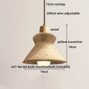 Axyaa Wood Yellow Travertine LED Pendant Lights for Living Room and Bedroom