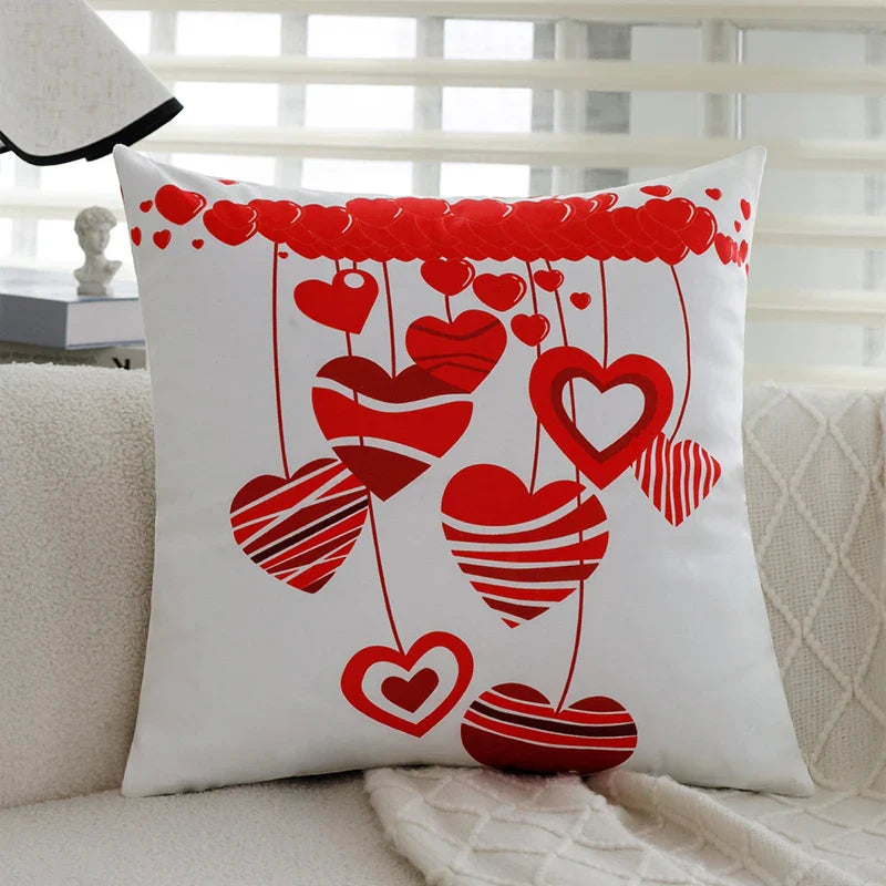 Axyaa Romantic Valentine's Day Short Plush Cushion Cover 45x45cm