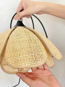 Axyaa Rattan Flower Petal Chandelier - Wabi Sabi Style for Dining Room & Tea Room
