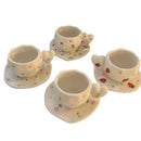 Axyaa 10oz Hand Painted Ceramic Coffee Mug Set with Heart Shape Handle