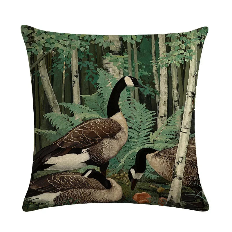 Luxury Bird Cotton Linen Cushion Cover by Axyaa for Home Decor