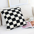 Axyaa Checkerboard Plaid Knit Plush Pillow Cover for Car Sofa, 45*45cm, 50*50cm