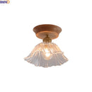 Axyaa Glass Wood LED Ceiling Lamp for Home Restaurant Living Room Decor