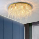 Axyaa Square Crystal Ceiling Light: Luxury Gold Chandelier for Living Room, Bedroom LED Decor
