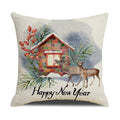 Axyaa Christmas Birds Pillowcase 45X45cm Linen Cushion Cover for Sofa
