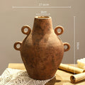Axyaa Retro Pottery Vase with Geometric Handle for Home Decor