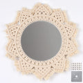 White Macrame Tapestry Mirror by Axyaa - Boho Nordic Wall Hanging Decoration