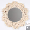 White Macrame Tapestry Mirror by Axyaa - Boho Nordic Wall Hanging Decoration
