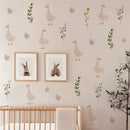 Axyaa Geese Flora Wall Stickers Set - Nursery Duck Decal Gift for Kids Room