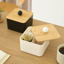 Axyaa 4-Grid Qtip Holder Dispenser Cotton Swab Balls Box Flossers Case Storage