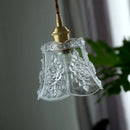 Axyaa Brass LED Pendant Light Clear Glass Chandelier for Kitchen Island Wabi Sabi Luxe Hanging Lamp
