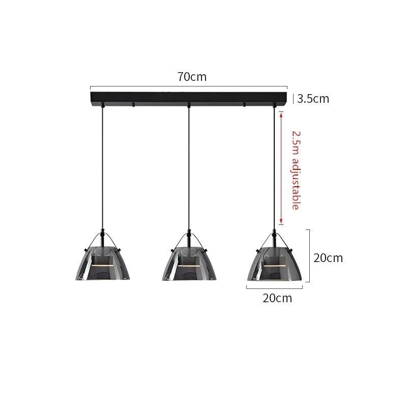 Axyaa Smoke Grey Glass Pendant Lamps for Kitchen Dining Table Light - Hanging Light for Living Room and Bedroom